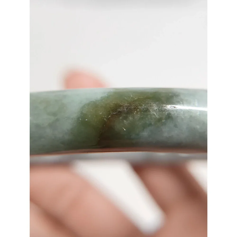 Jadeite Jade Bangle Bracelet Light Green Grey ~2.5